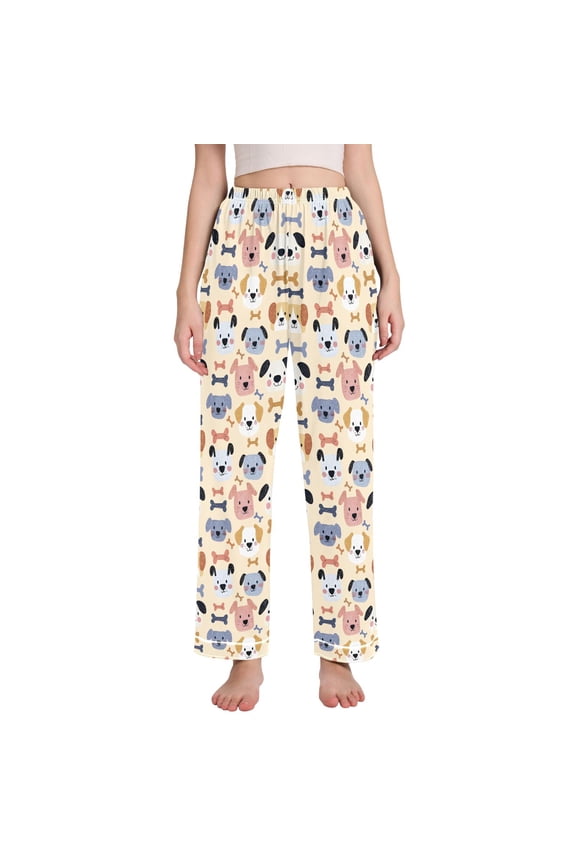 Women Cute Puppy Dogs Bones Pajamas Pants Lounge Bottoms Pjs with Pockets XL