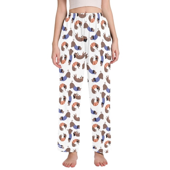 joogoo Women Dachshund Pattern Pajamas Pants Lounge Bottoms Pjs with Pockets L