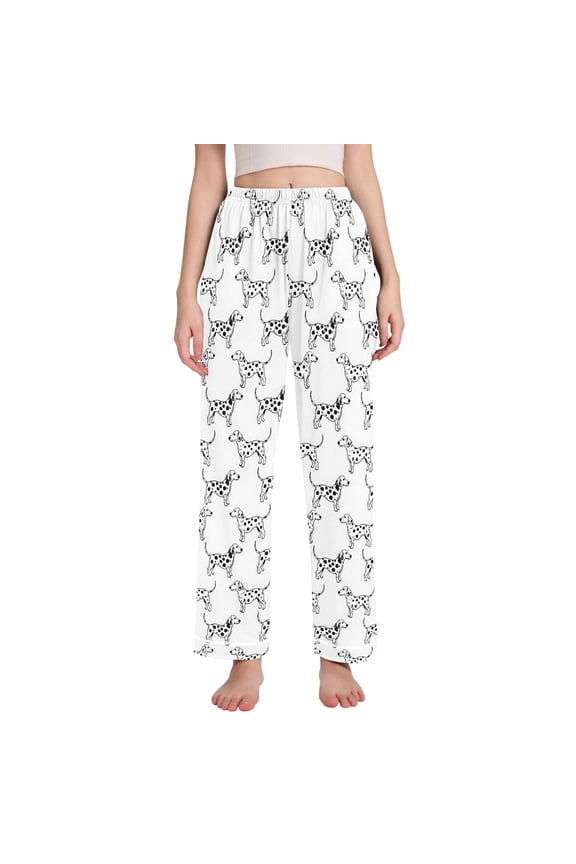Women Dalmatian Dogs Pajamas Pants Lounge Bottoms Pjs with Pockets M