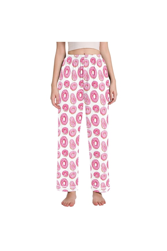 Women Donut Pattern Pajamas Pants Lounge Bottoms Pjs with Pockets XL