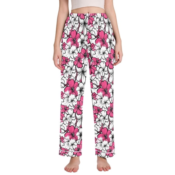 joogoo Women Elegant Flowers-r3 Pajamas Pants Lounge Bottoms Pjs with Pockets XXL