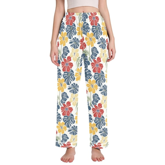 joogoo Women Elegant Tropical Floral-k1 Pajamas Pants Lounge Bottoms Pjs with Pockets M