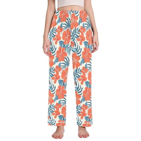 joogoo Women Elegant Tropical Floral-p5 Pajamas Pants Lounge Bottoms Pjs with Pockets XL