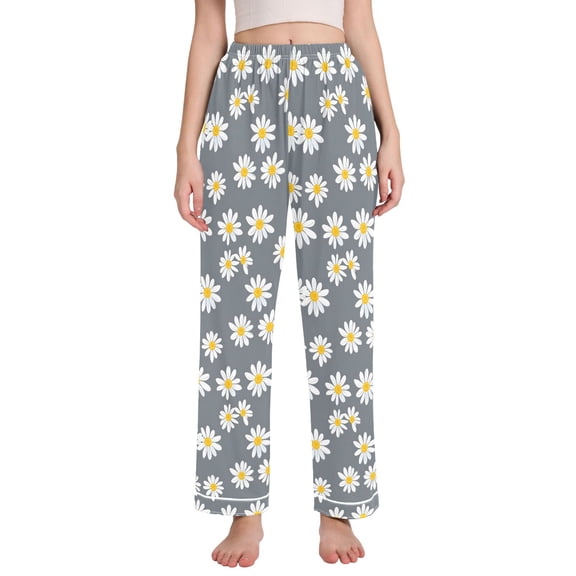 joogoo Women Floral Daisy Pajamas Pants Lounge Bottoms Pjs with Pockets S