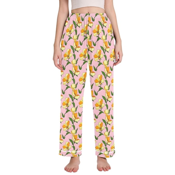 joogoo Women Flower Pajamas Pants Lounge Bottoms Pjs with Pockets XL