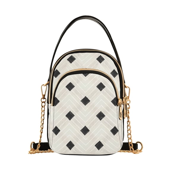joogoo Women Geometric Checkered Chain Crossbody Bags Shoulder Handbag Phone Purse