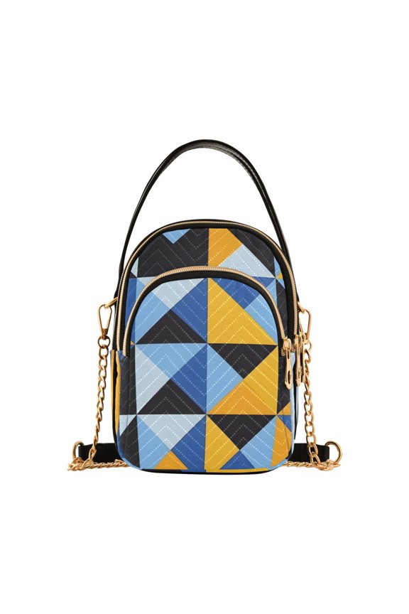 Women Geometry Triangle Pattern Chain Crossbody Bags Shoulder Handbag Phone Purse