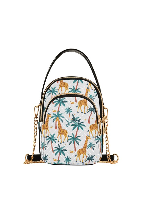 Women Giraffes Palm Tree Chain Crossbody Bags Shoulder Handbag Phone Purse