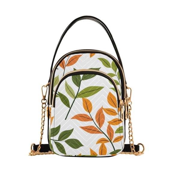 joogoo Women Green Leaves Summer Chain Crossbody Bags Shoulder Handbag Phone Purse
