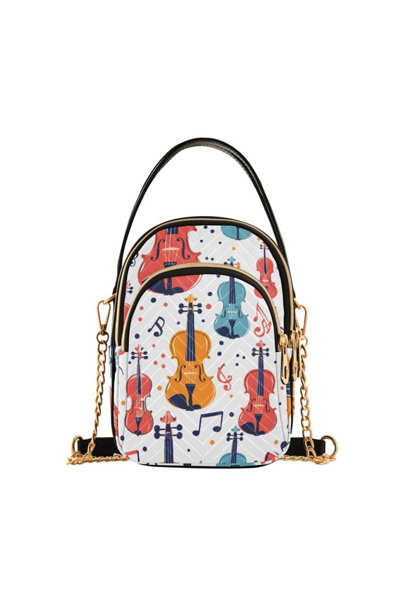 Women Guitar Music Notes Chain Crossbody Bags Shoulder Handbag Phone Purse