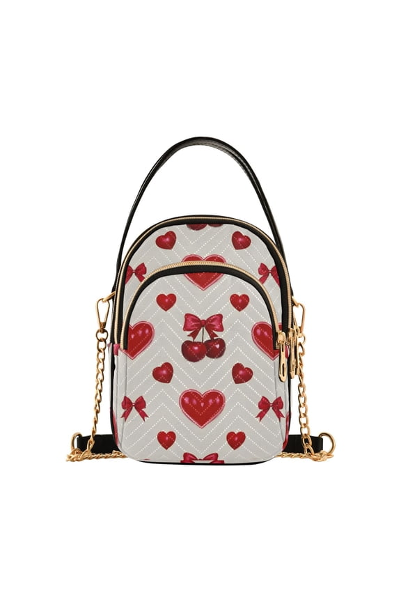 Women Hearts Cherry Chain Crossbody Bags Shoulder Handbag Phone Purse