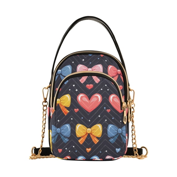joogoo Women Hearts and Bows Chain Crossbody Bags Shoulder Handbag Phone Purse