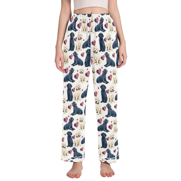 joogoo Women Labrador Dogs Hearts Pajamas Pants Lounge Bottoms Pjs with Pockets M