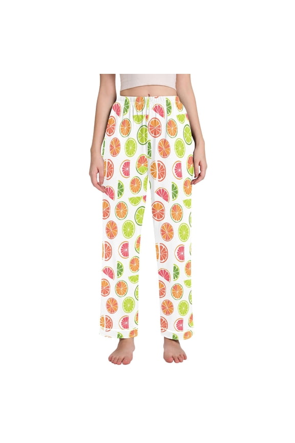 Women Lemon Summer Style Pajamas Pants Lounge Bottoms Pjs with Pockets XXL