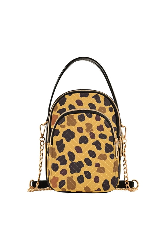 Women Leopard Design Chain Crossbody Bags Shoulder Handbag Phone Purse