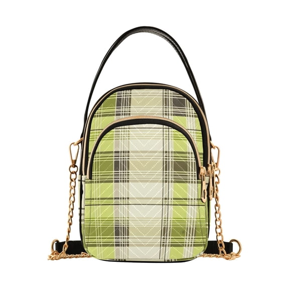 joogoo Women Light Checkered Plaid Chain Crossbody Bags Shoulder Handbag Phone Purse