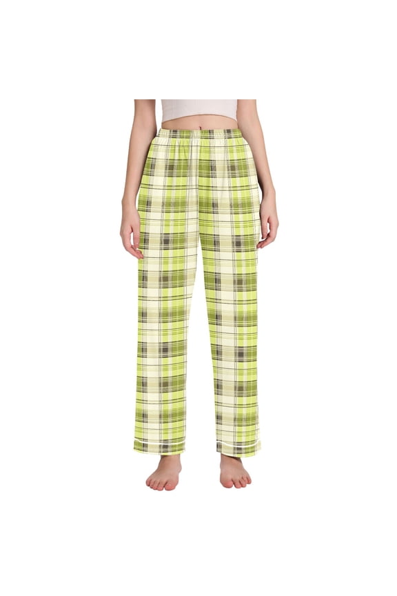 Women Light Checkered Plaid Pajamas Pants Lounge Bottoms Pjs with Pockets XXL