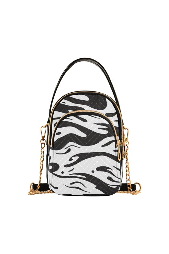 Women Liquid Wave Pattern Chain Crossbody Bags Shoulder Handbag Phone Purse