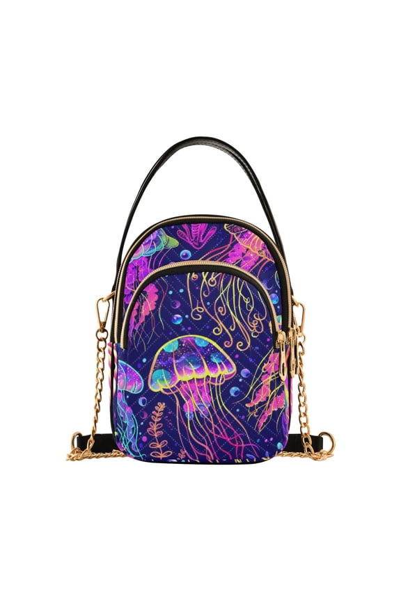 Women Magic Jellyfish Ocean Chain Crossbody Bags Shoulder Handbag Phone Purse