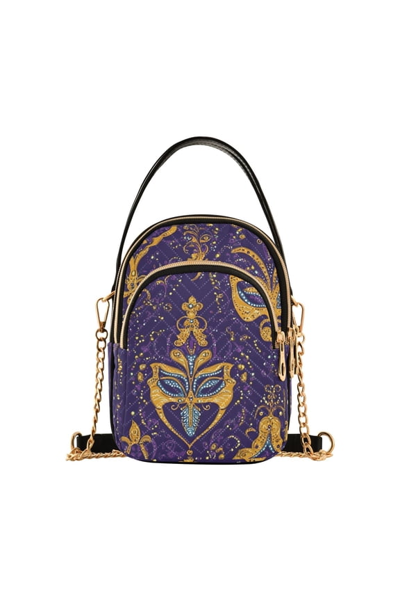 Women Mardi Gras Chain Crossbody Bags Shoulder Handbag Phone Purse