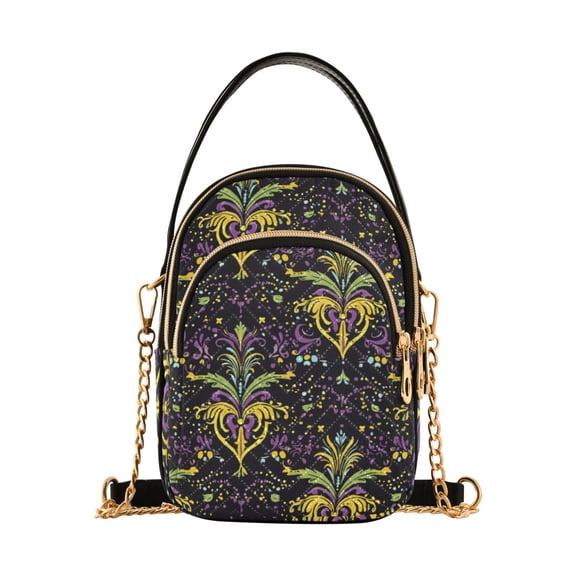 joogoo Women Mardi Gras Flowers Chain Crossbody Bags Shoulder Handbag Phone Purse