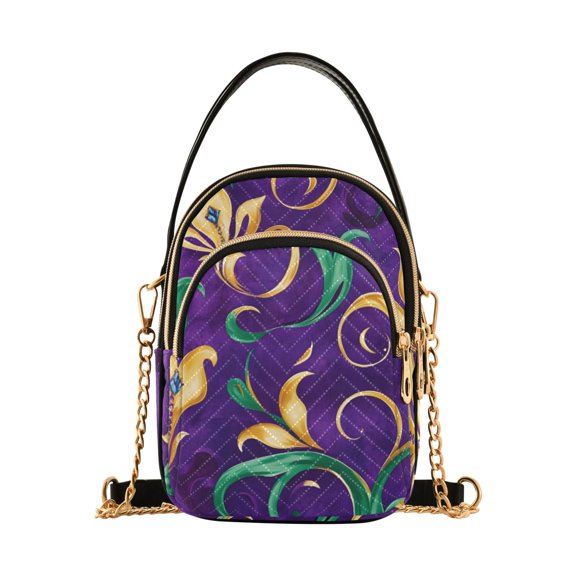 joogoo Women Mardi Gras Leaf Chain Crossbody Bags Shoulder Handbag Phone Purse