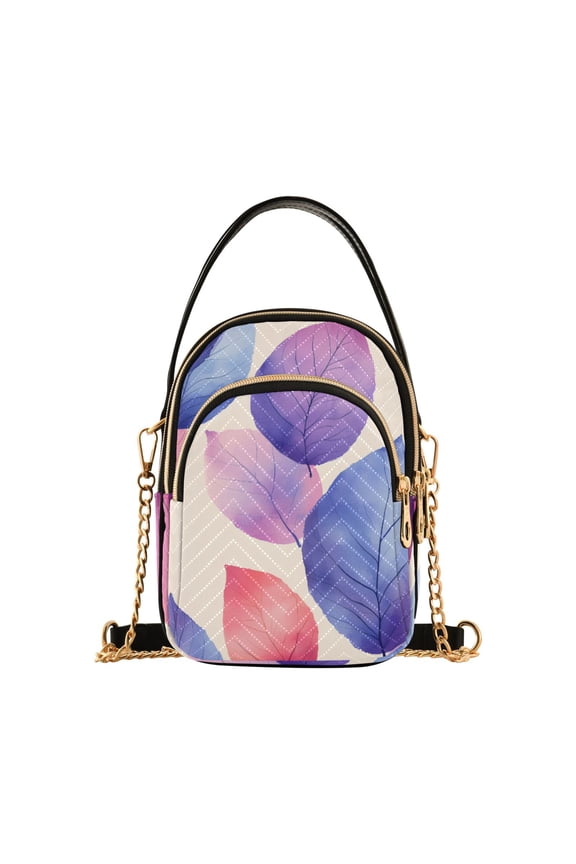 Women Pastel Retro Leaf Chain Crossbody Bags Shoulder Handbag Phone Purse