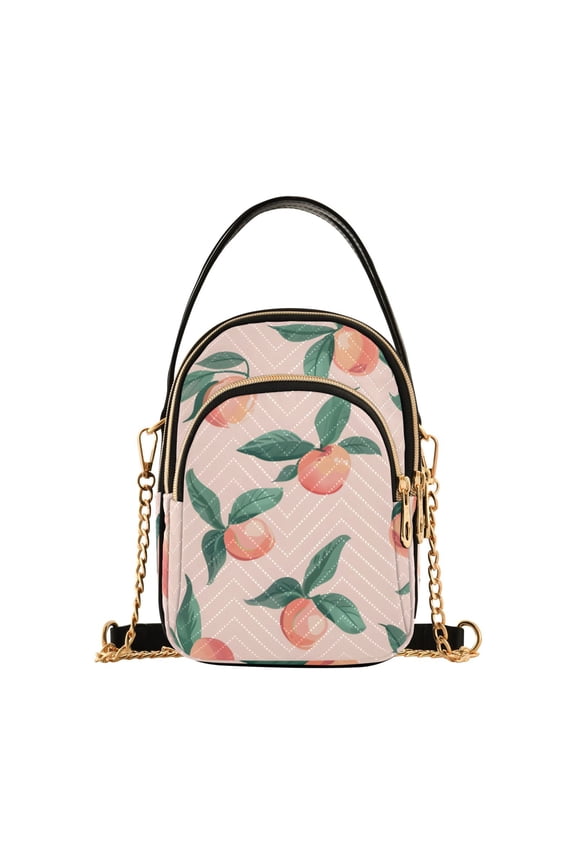 Women Peach Chain Crossbody Bags Shoulder Handbag Phone Purse