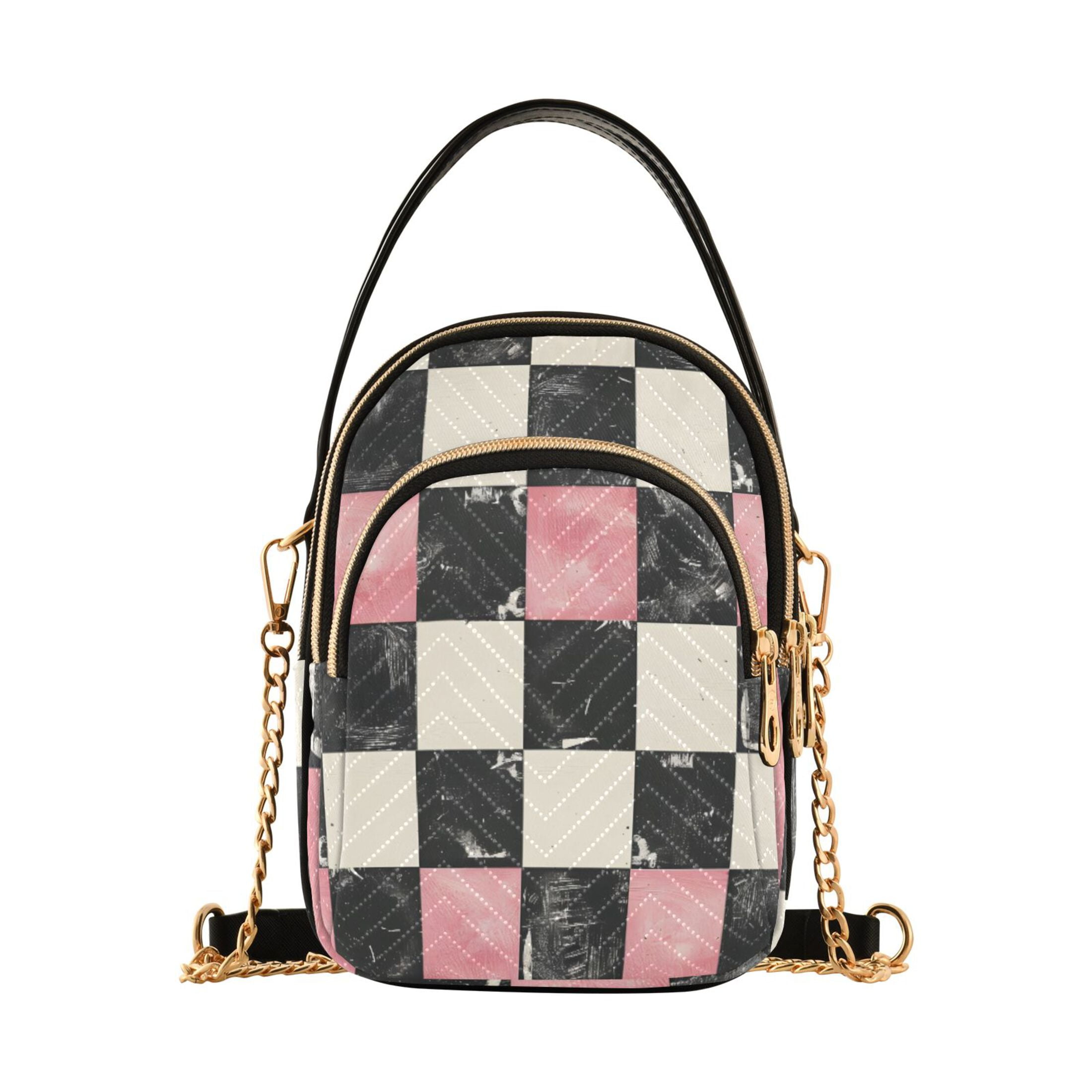 Checkered Pink and Black Women\'s Bag Chic Black & Pink Checkered Bag Combo | TikTok main image 4