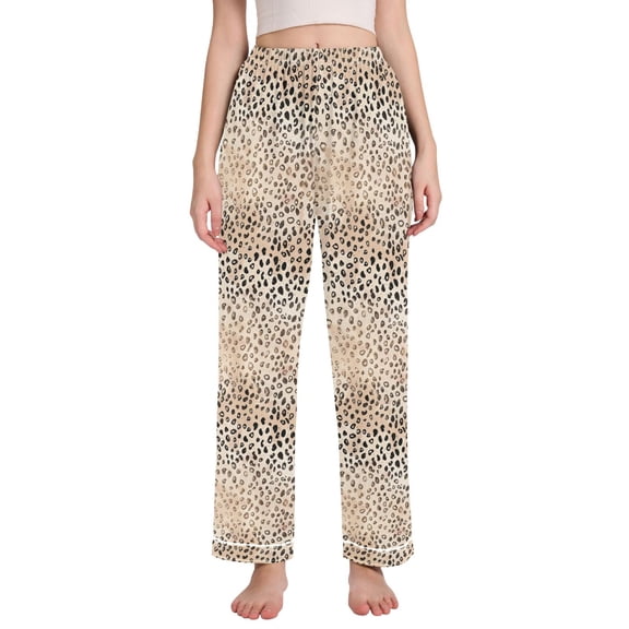joogoo Women Plain Cheetah Glitter Print Pajamas Pants Lounge Bottoms Pjs with Pockets M