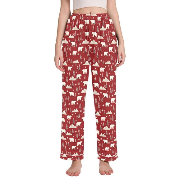 joogoo Women Polar Bear Christmas Pajamas Pants Lounge Bottoms Pjs with Pockets L