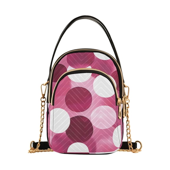 joogoo Women Polka Dots Pink Chain Crossbody Bags Shoulder Handbag Phone Purse