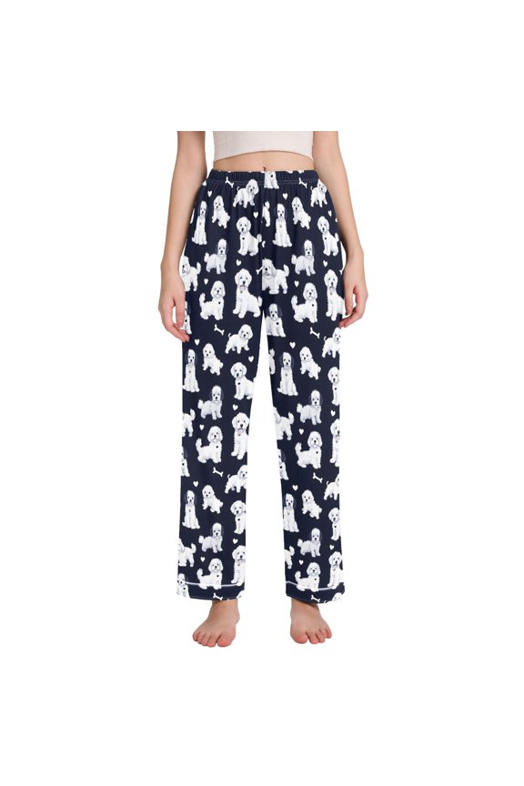 Women Puppy Bones Pajamas Pants Lounge Bottoms Pjs with Pockets M