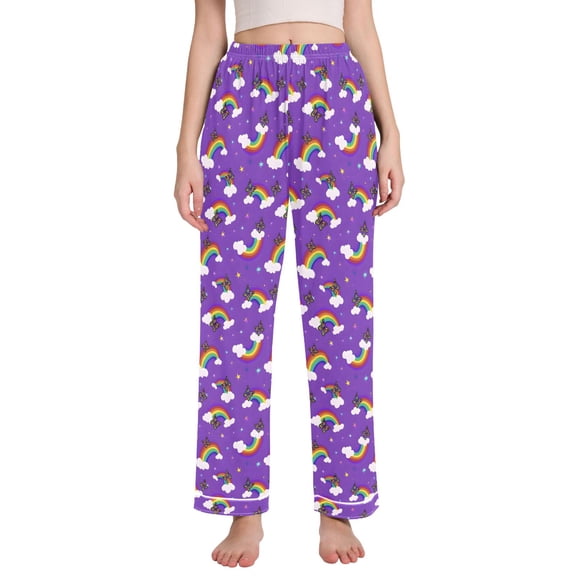 joogoo Women Rainbows Butterfly Pajamas Pants Lounge Bottoms Pjs with Pockets L
