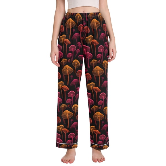 joogoo Women Red Mushrooms Pajamas Pants Lounge Bottoms Pjs with Pockets XL