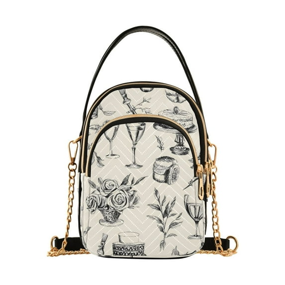 joogoo Women Retro Wine Leaves Chain Crossbody Bags Shoulder Handbag Phone Purse
