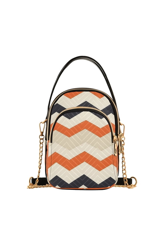 Women Retro Zigzag Chain Crossbody Bags Shoulder Handbag Phone Purse