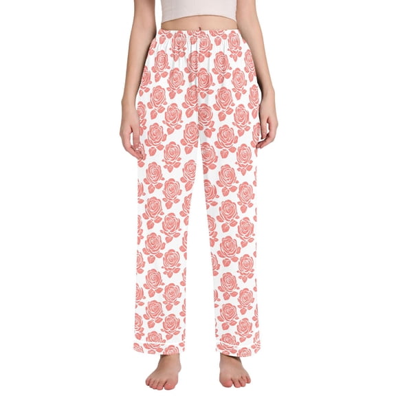 joogoo Women Rose Flower Pajamas Pants Lounge Bottoms Pjs with Pockets M