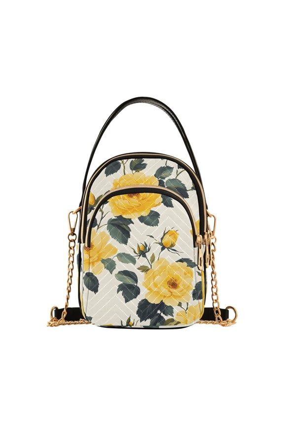 Women Roses Flowers Chain Crossbody Bags Shoulder Handbag Phone Purse