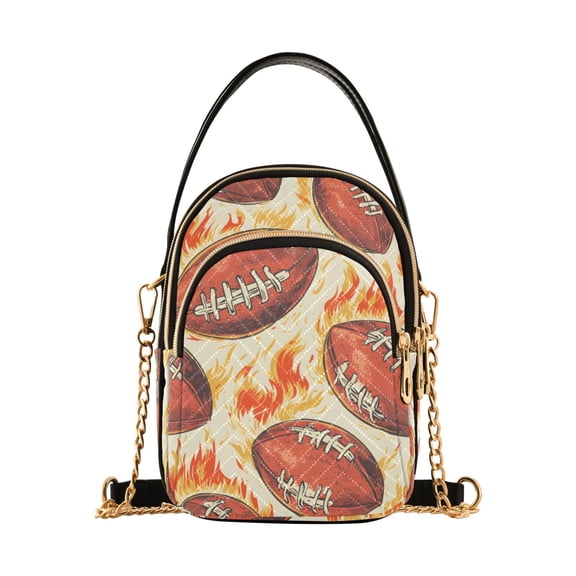 joogoo Women Rugby Football Fire Chain Crossbody Bags Shoulder Handbag Phone Purse