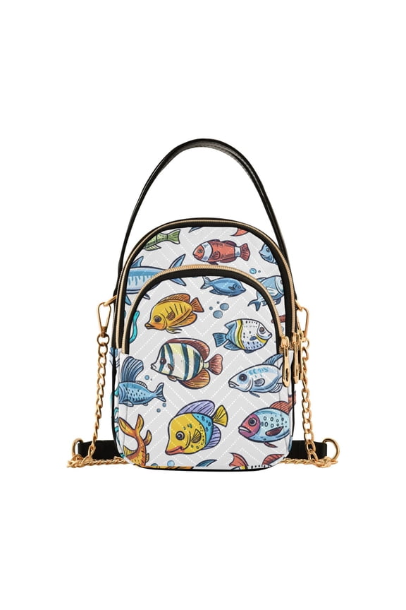 Women Sea Fishes in Ocean Chain Crossbody Bags Shoulder Handbag Phone Purse
