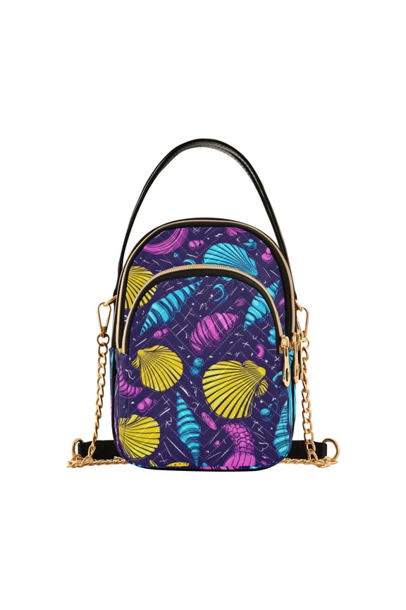 Women Seashell Fantasy Pattern Chain Crossbody Bags Shoulder Handbag Phone Purse
