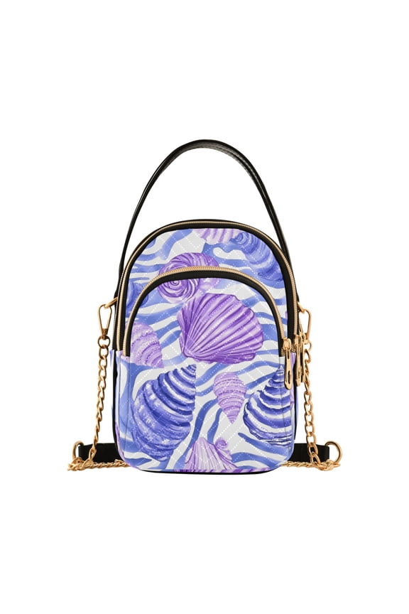 Women Seashells Conch on Wave Chain Crossbody Bags Shoulder Handbag Phone Purse