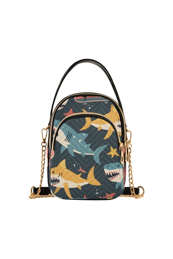 Women Sharks Skating Chain Crossbody Bags Shoulder Handbag Phone Purse