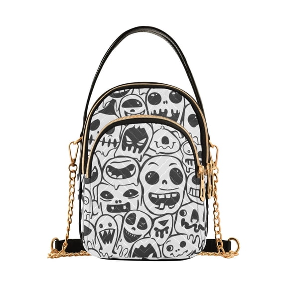 joogoo Women Skull Hand Paint Chain Crossbody Bags Shoulder Handbag Phone Purse