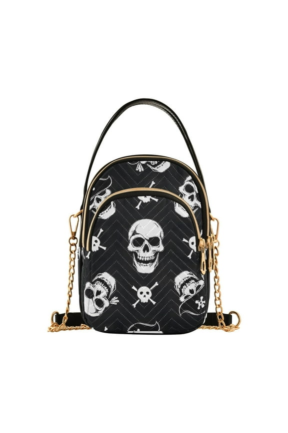 Women Skull Pattern Chain Crossbody Bags Shoulder Handbag Phone Purse