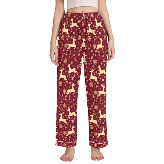 joogoo Women Snowflake Reindeers Pajamas Pants Lounge Bottoms Pjs with Pockets XXL