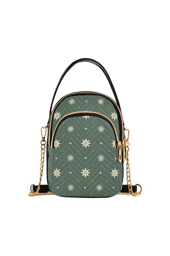 Women Snowflakes Christmas Pattern Chain Crossbody Bags Shoulder Handbag Phone Purse