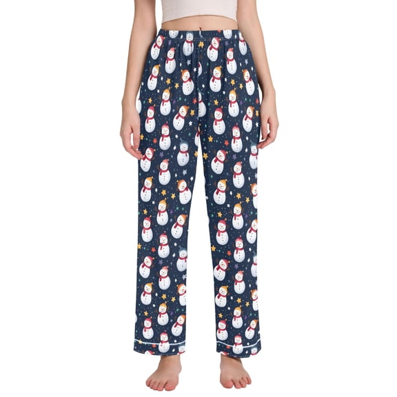 joogoo Women Snowman Stars Pajamas Pants Lounge Bottoms Pjs with Pockets M