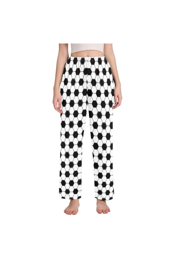 Women Soccer Ball Geometric Pajamas Pants Lounge Bottoms Pjs with Pockets M